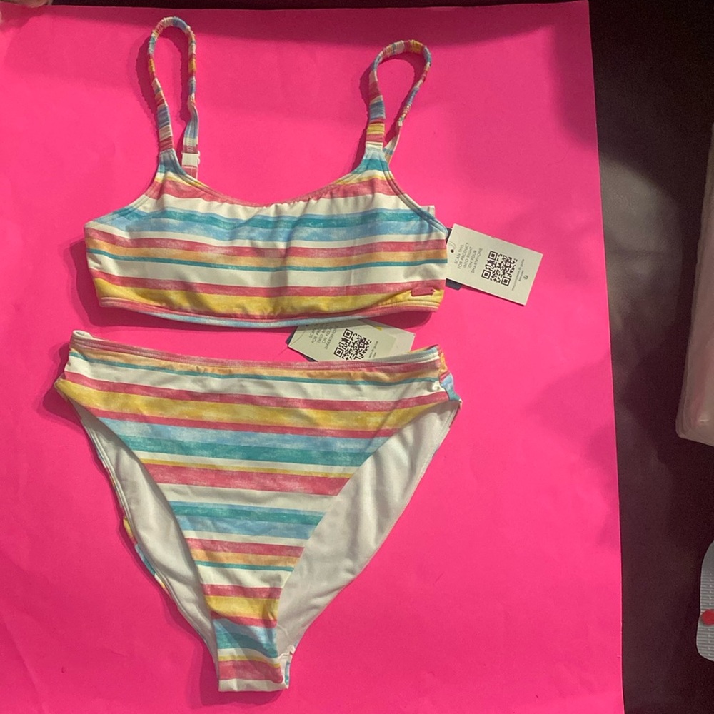 ROXY ISLAND IN THE SUN MOD MID WAI WOMENS’ 2-PIECE SWIMSUIT, Sz M NWT